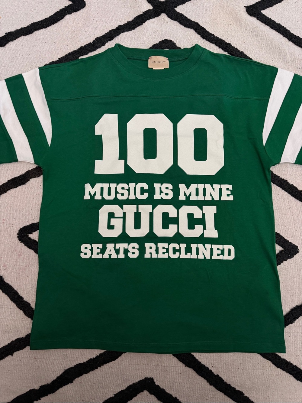 Gucci Green and White '100 Music Is Mine' Kids Tee